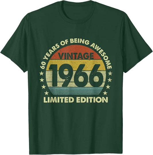 Vintage 1966 Limited Edition 60th Birthday 60 Year Old Bday T-Shirt - T-Shirt | Forest