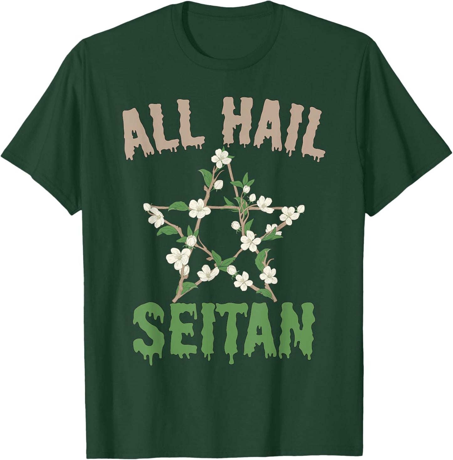 All Hail Seitan Funny Vegan Food Animal Rights Design T-Shirt - T-Shirt | Forest
