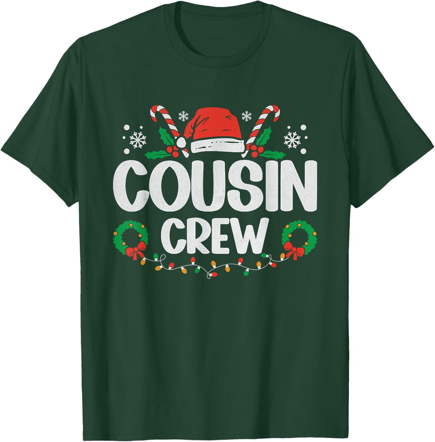 Cousin Crew Christmas Lights Family Matching Pajamas Holiday T-Shirt - T-Shirt | Forest