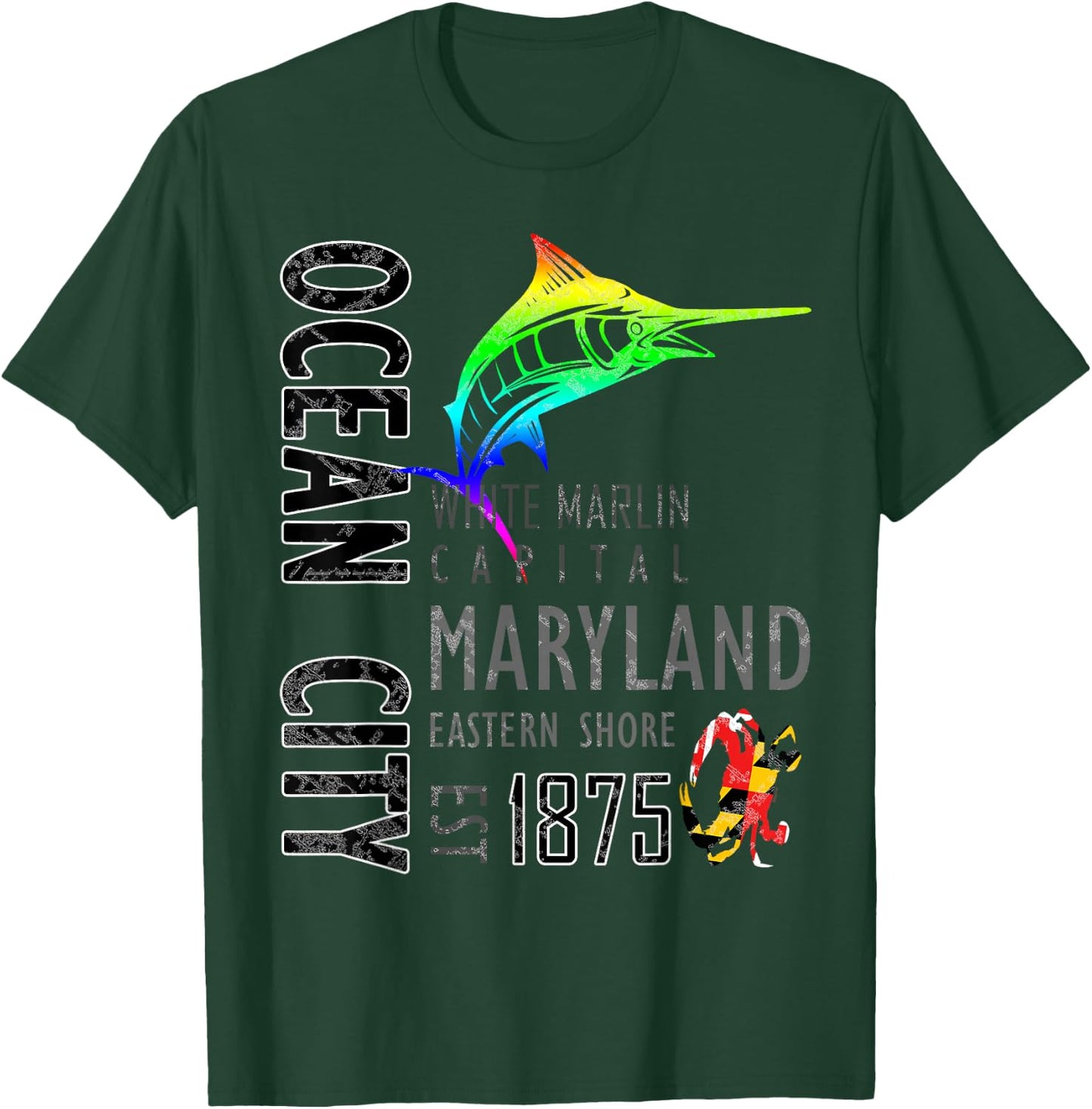 Ocean City Maryland White Marlin Capital Eastern Shore T-Shirt - T-Shirt | Forest