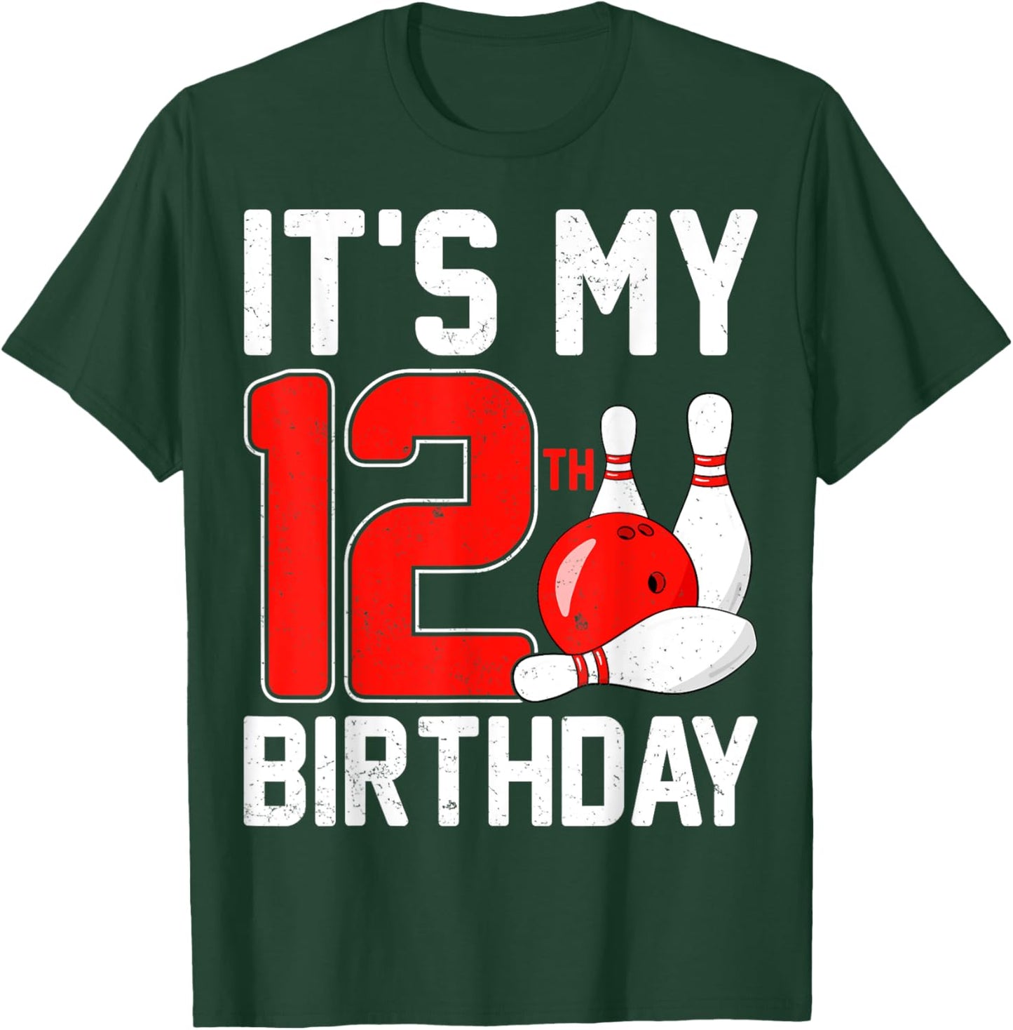 It's My 12th Birthday - 12 Years Old Bowling Bowler Kids T-Shirt - T-Shirt | Forest