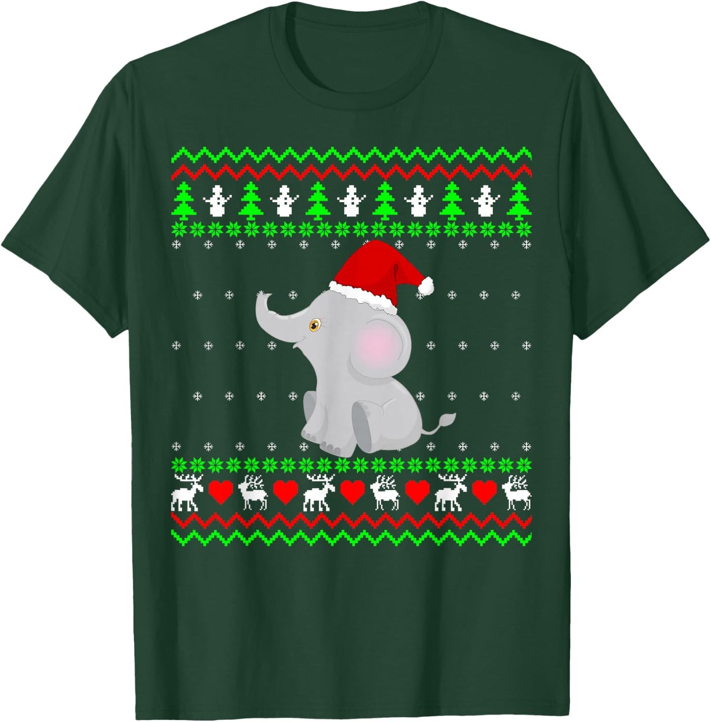 Elephant Ugly Christmas Sweater T-Shirt - T-Shirt | Forest
