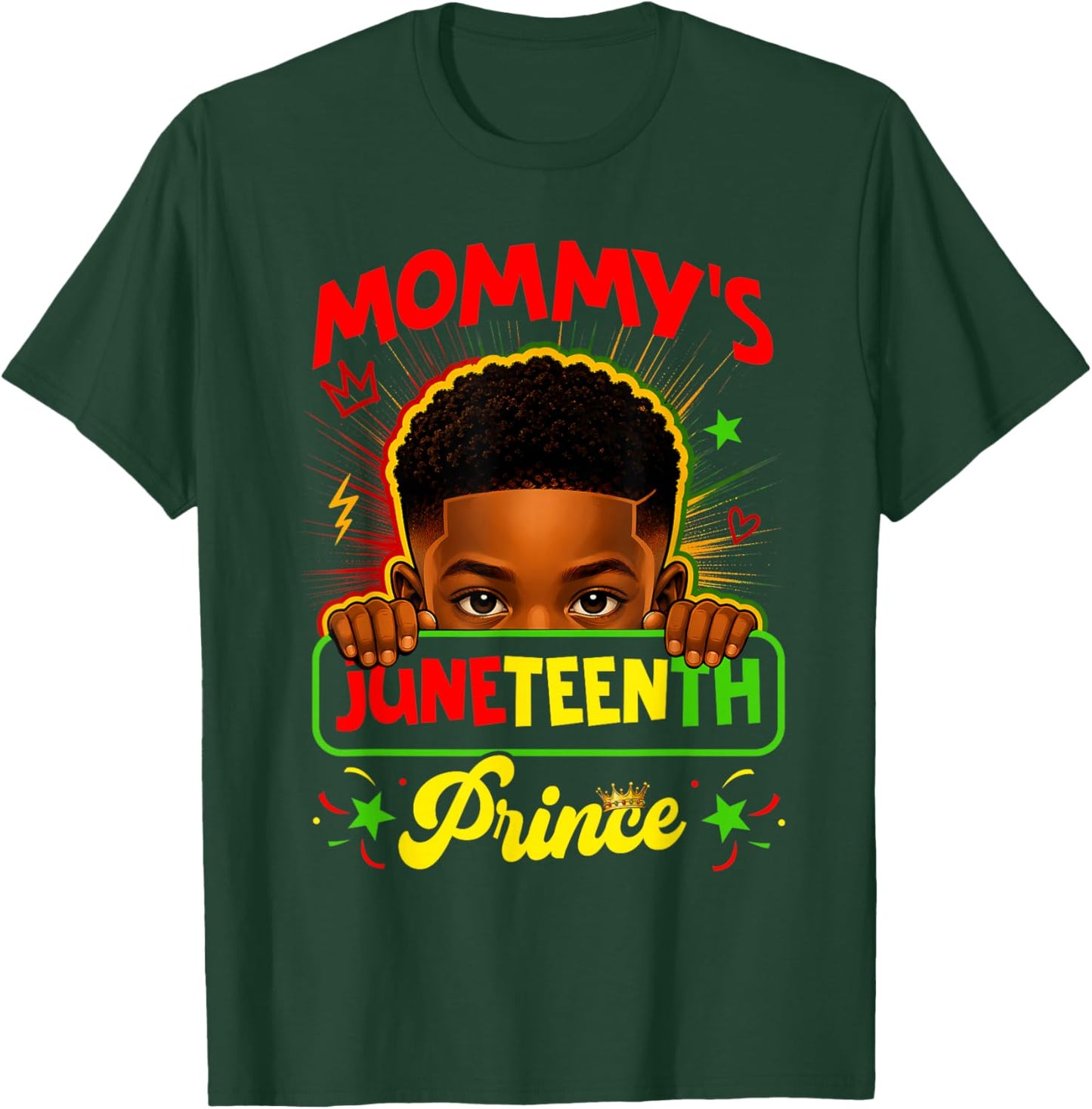Mommy's Juneteenth Prince Black Boy Afro Baby Boys Toddler T-Shirt - T-Shirt | Forest