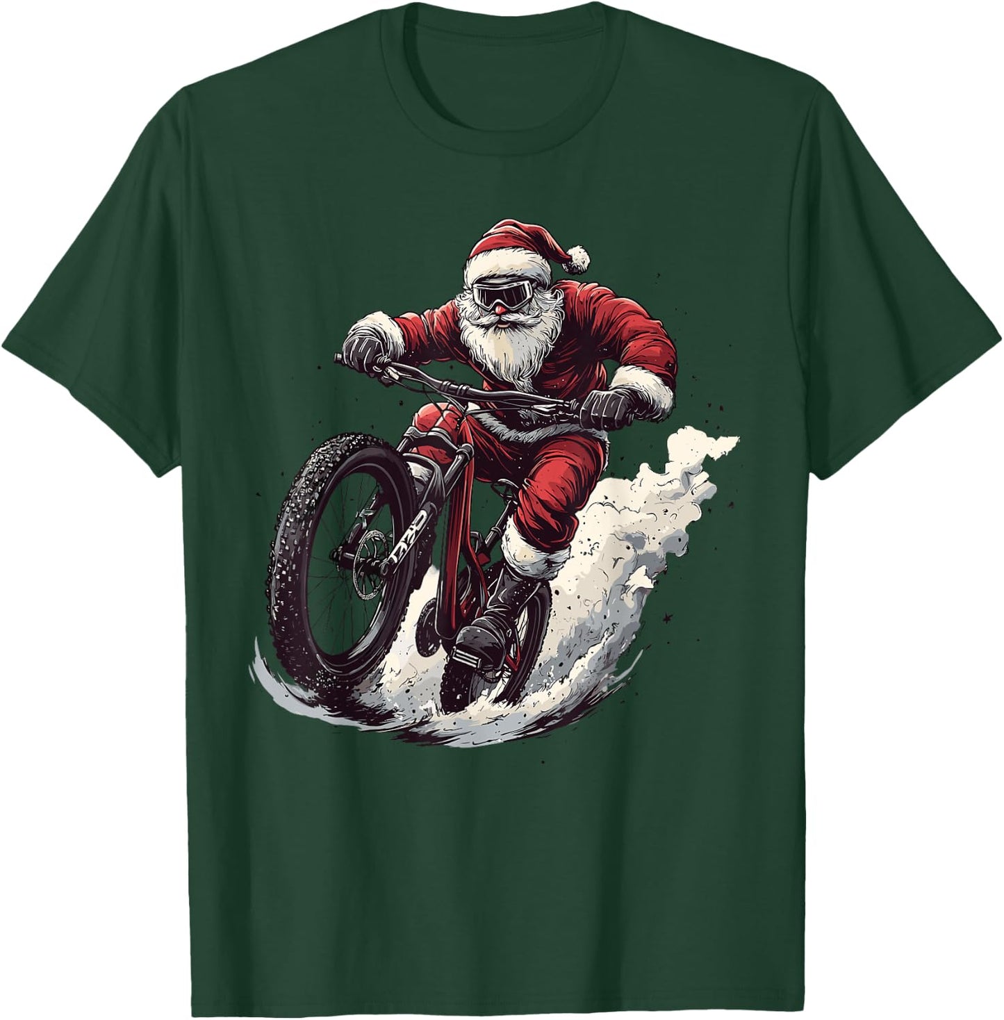 Funny BMX Lover Christmas Santa Biker Cyclist Xmas Pajama T-Shirt - T-Shirt | Forest