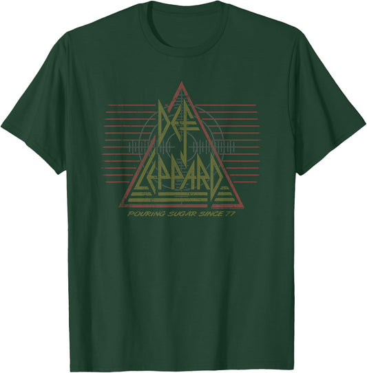 Def Leppard '77 Classic Black Cotton , & Short Sleeve Casual T-Shirt - T-Shirt | Forest