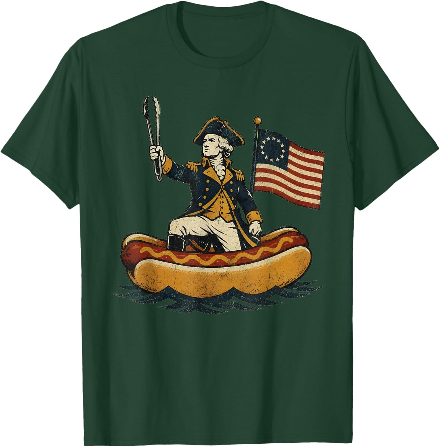 Delaware Dog Funny George Washington Hotdog Patriotic T-Shirt - T-Shirt | Forest