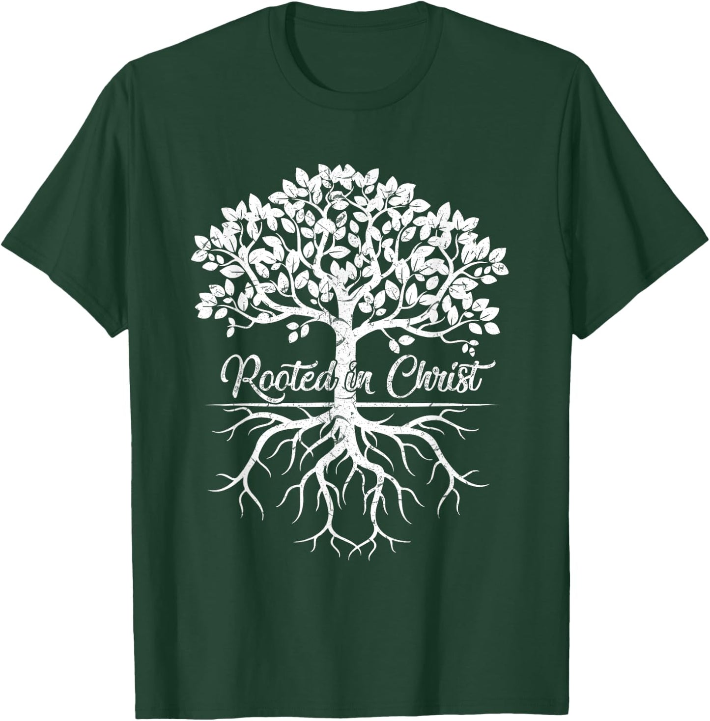 Cool Rooted in Christ Shirt Christian Faith Gift Bible Verse T-Shirt - T-Shirt | Forest