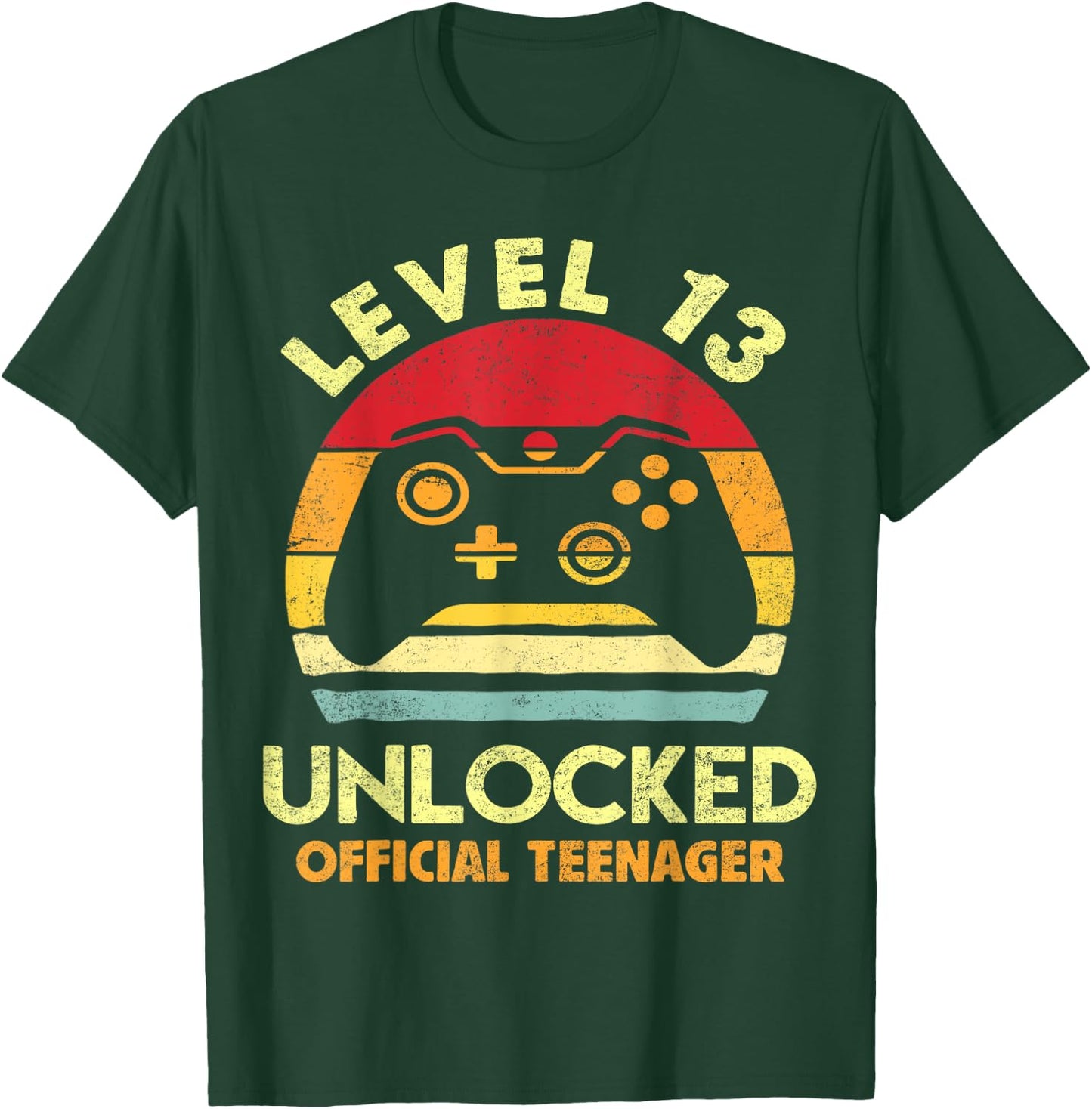 Official Teenager 13th Birthday Boy Shirt Level 13 Unlocked T-Shirt - T-Shirt | Forest
