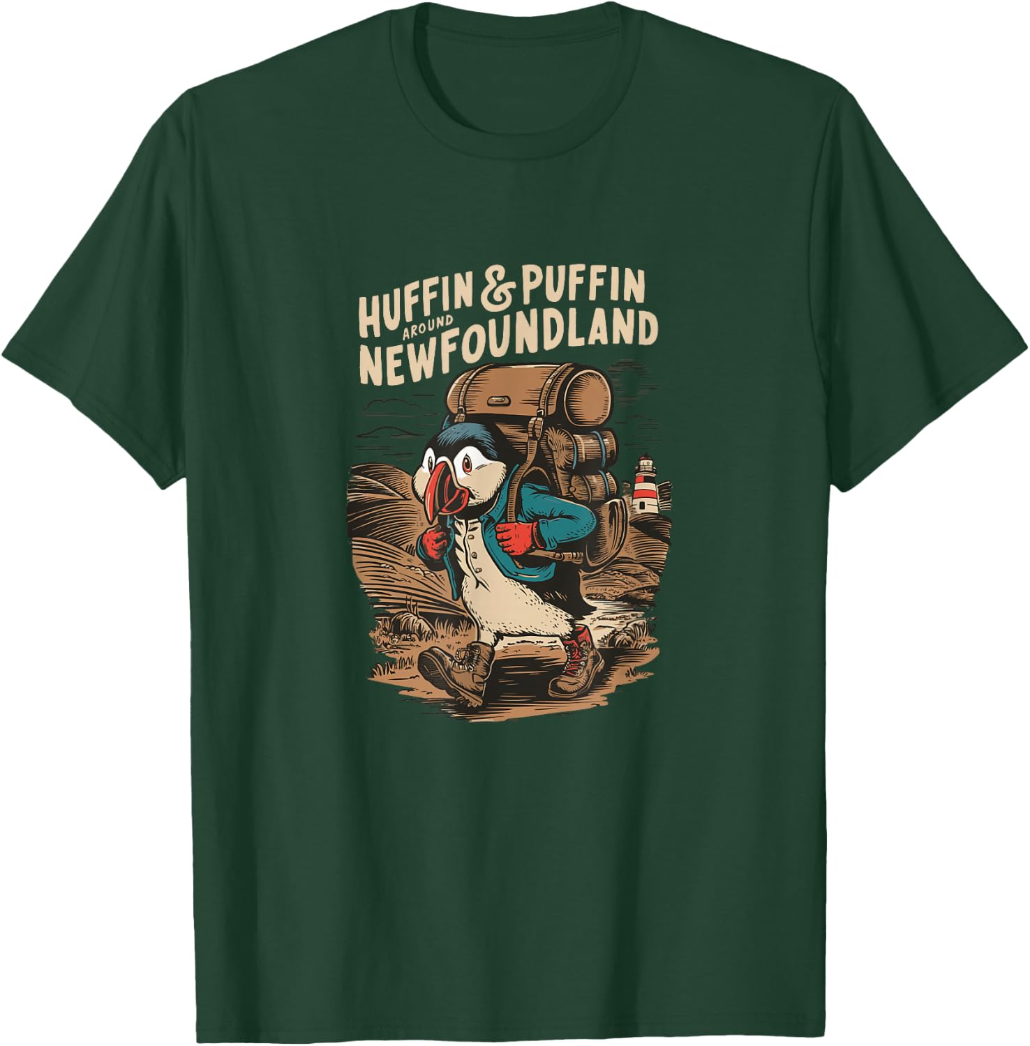 Huffin & Puffin Newfoundland - Atlantic Canada Souvenir T-Shirt - T-Shirt | Forest