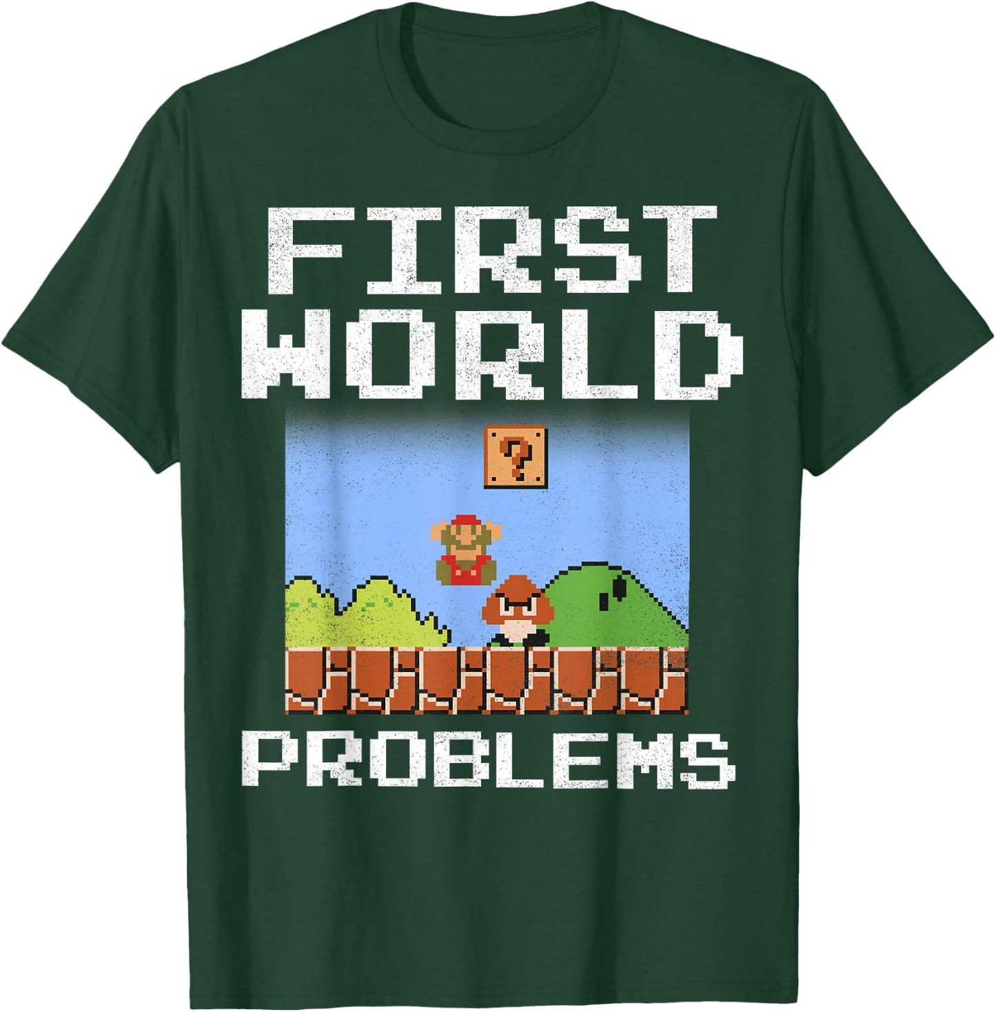 Super Mario Retro 8 Bit First World Problems Graphic T-Shirt - T-Shirt | Forest