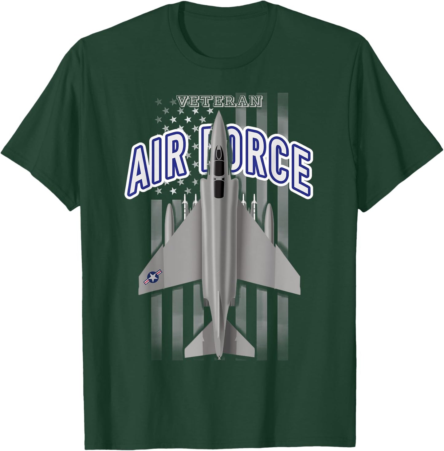 Air Force Veteran F-4 Phantom and Flag T-Shirt - T-Shirt | Forest