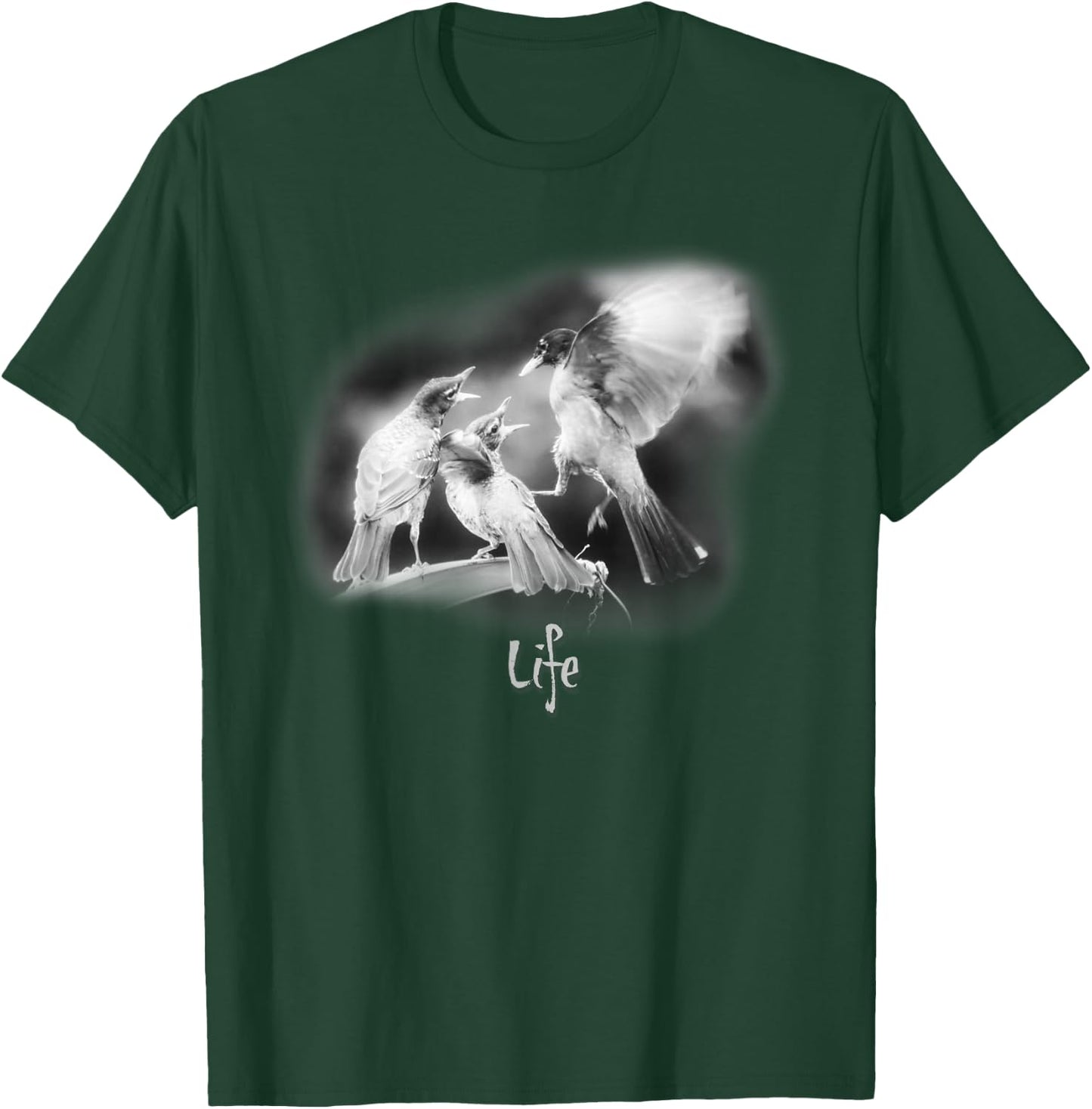 Life – Black & White Bird Nature Robin T-Shirt - T-Shirt | Forest
