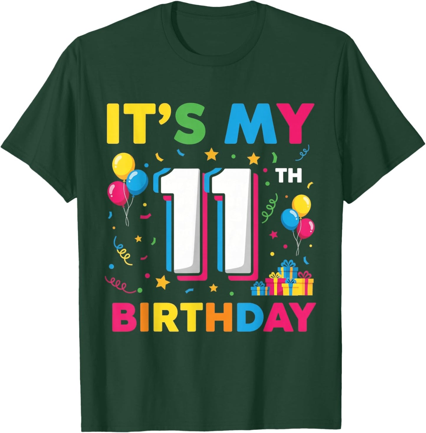 11 Eleven Years Old Boys Birthday Kids It's My 11th Birthday T-Shirt - T-Shirt | Forest