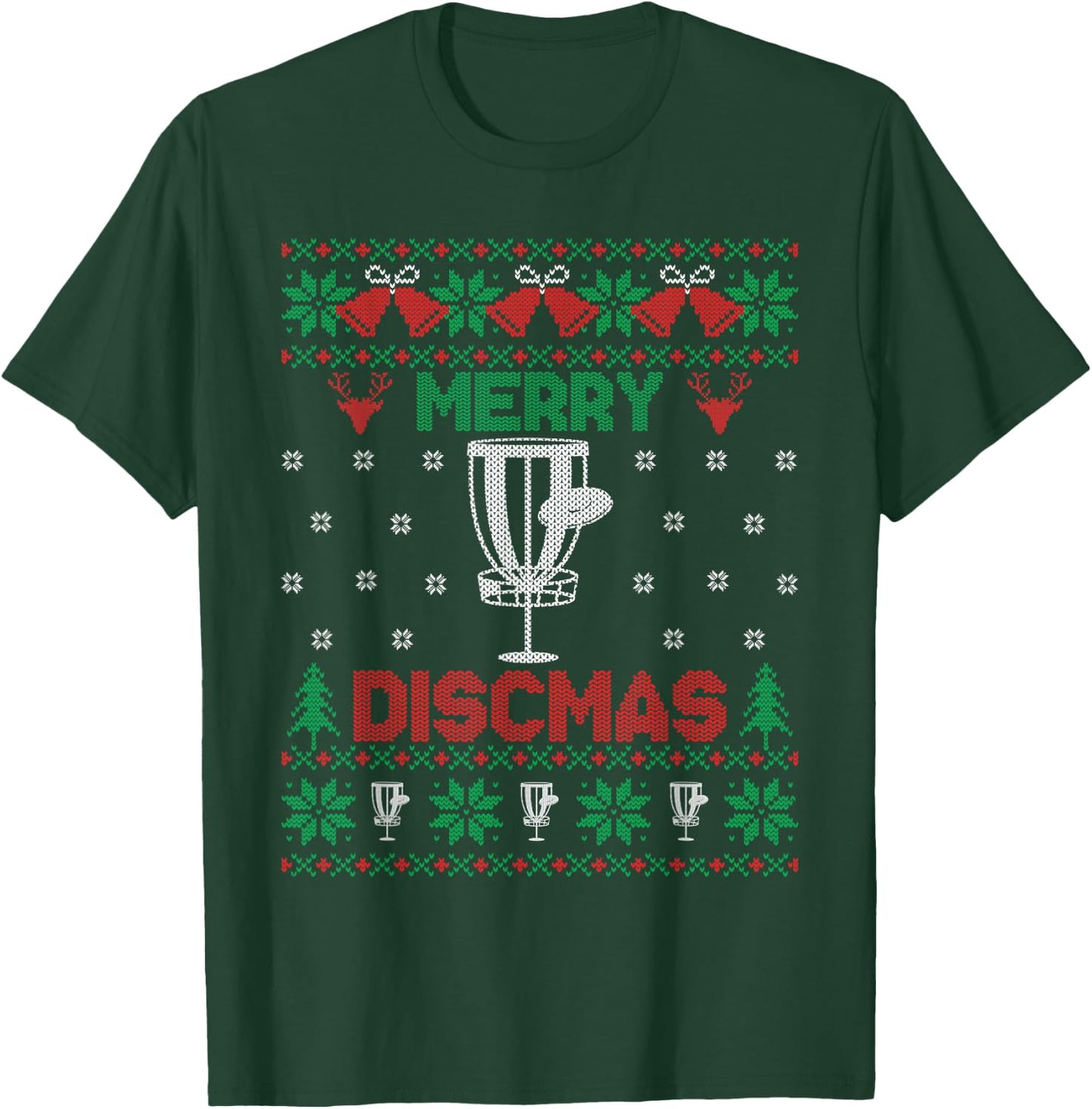 Merry Discmas Disc Golf Ugly Christmas Golfer Player T-Shirt - T-Shirt | Forest