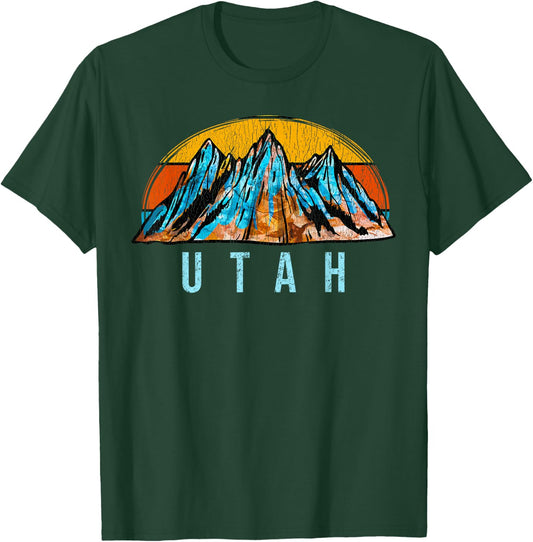 Vintage Utah Retro Mountains Distressed T-Shirt - T-Shirt | Forest