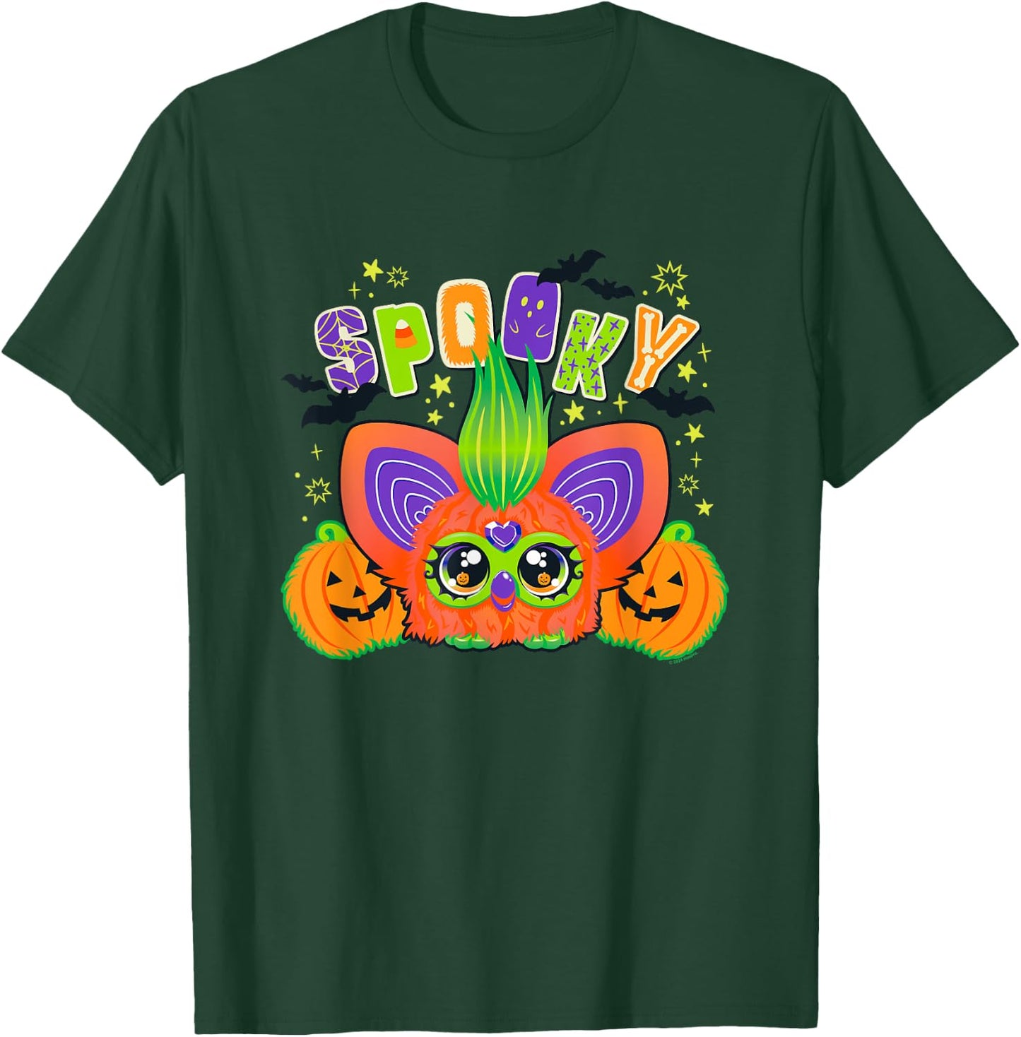 Furby Halloween Spooky Furby & Pumpkins Cute Portrait T-Shirt - T-Shirt | Forest