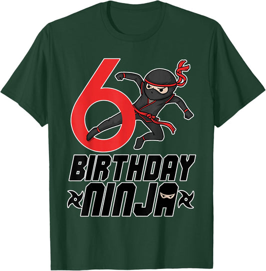 Kids 6th Birthday Ninja for Boys 6 Year Birthday T-Shirt - T-Shirt | Forest