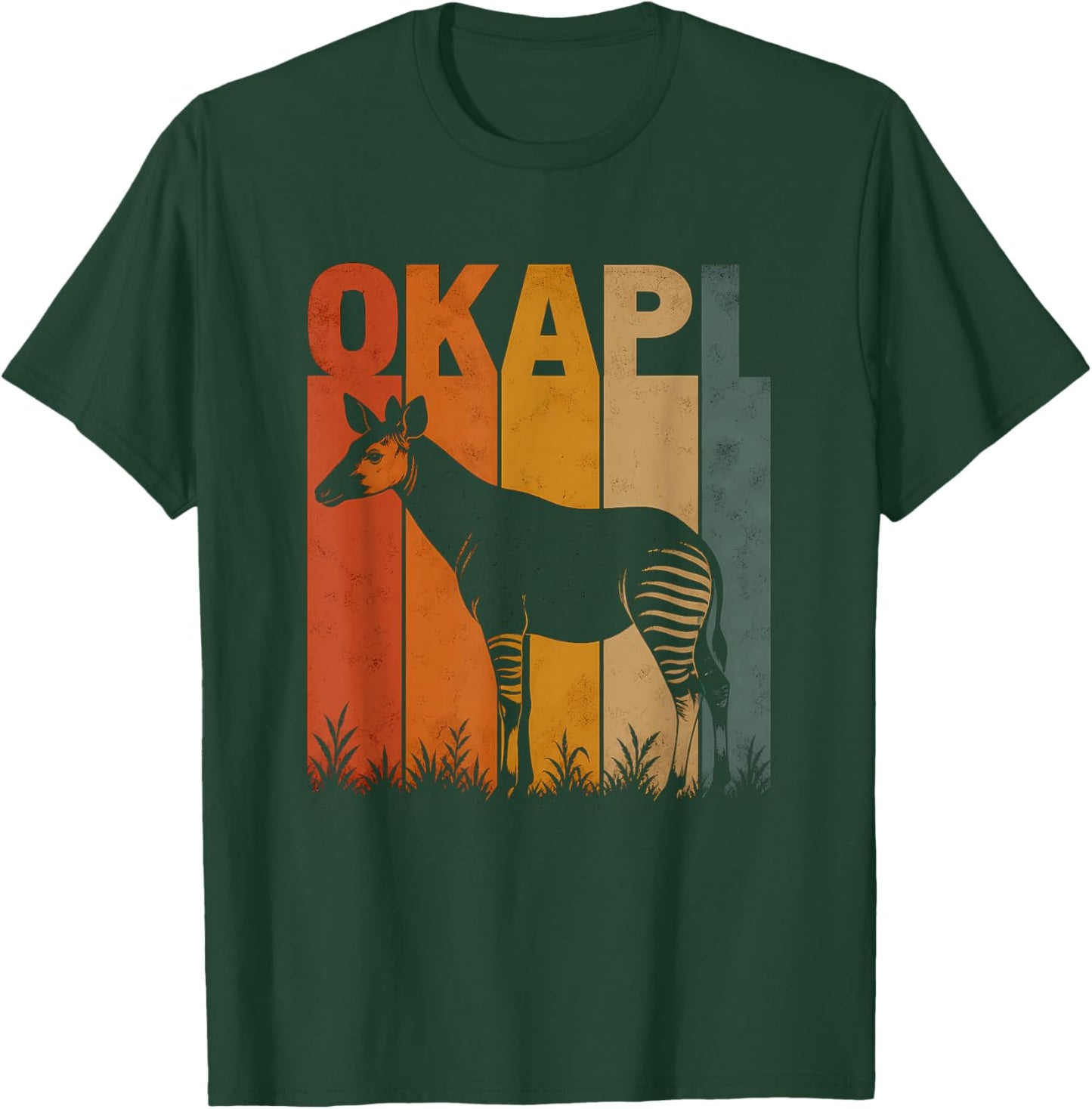 Retro Okapi Artwork Design T-Shirt - T-Shirt | Forest