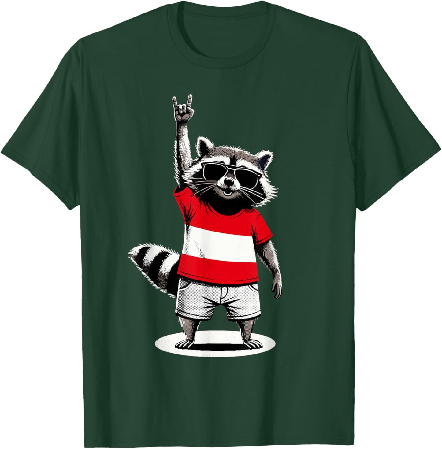 Austrian Flag Raccoon Funny Austria T-Shirt - T-Shirt | Forest