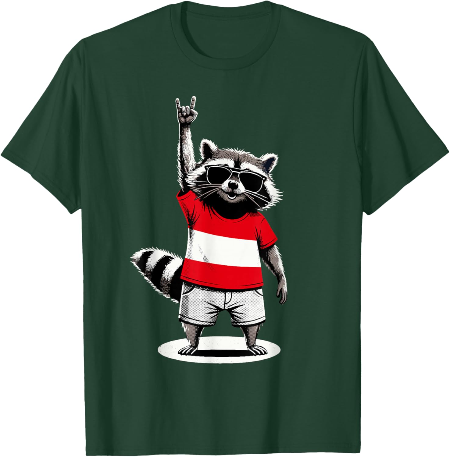 Austrian Flag Raccoon Funny Austria T-Shirt - T-Shirt | Forest