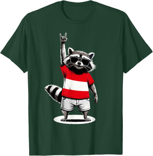 Austrian Flag Raccoon Funny Austria T-Shirt - T-Shirt | Forest