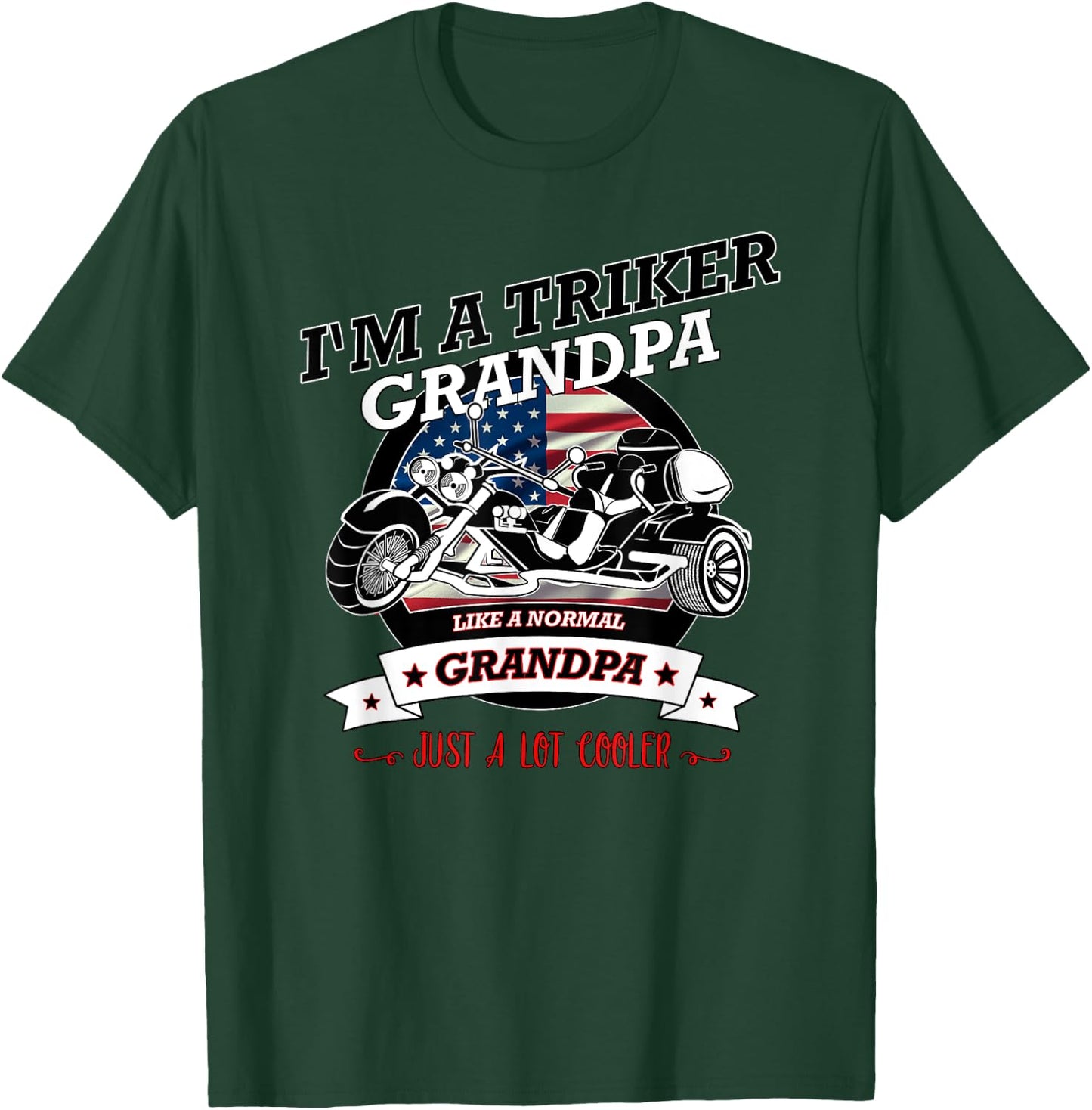 Cool USA Triker Grandpa, Trike Gift Design T-Shirt - T-Shirt | Forest