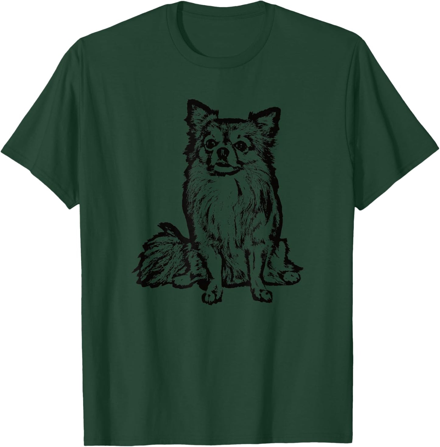 Chihuahua Long Hair Dog Lover Gift Black T-Shirt - T-Shirt | Forest