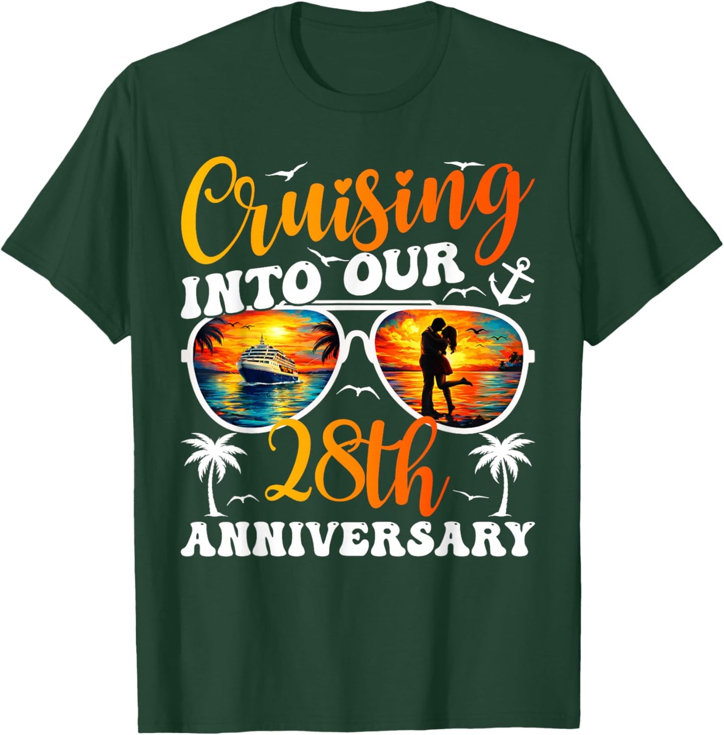 Cruising Into Our 28th Anniversary Cruise 28 Years Married T-Shirt - T-Shirt | Forest