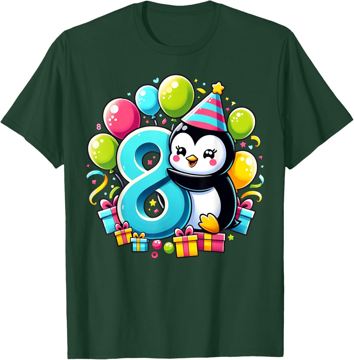Penguin 8th birthday for boy girl 8 years old eight Penguin T-Shirt - T-Shirt | Forest