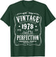 Vintage Made In 1978 40th Birthday Gift T-Shirt - T-Shirt | Forest