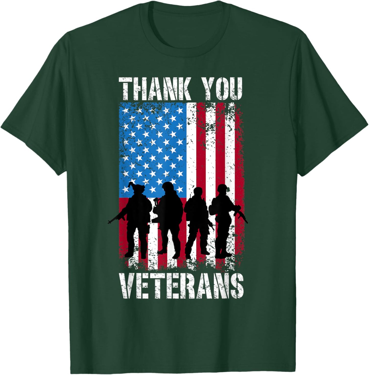 Thank You Veterans Military Services Armed Forces T-Shirt - T-Shirt | Forest