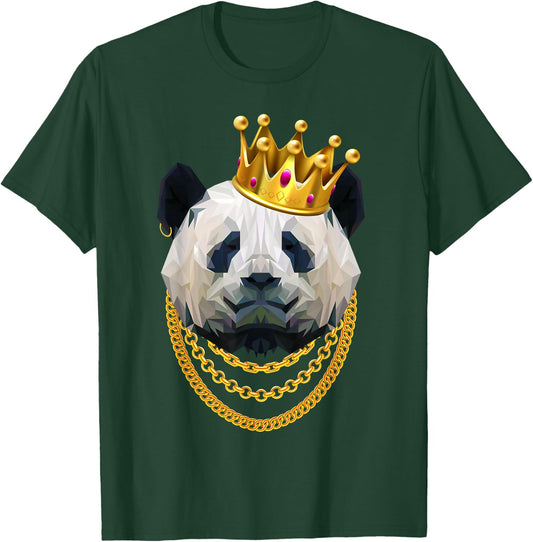 Panda Bear Gangster Golden Crown King T-Shirt - T-Shirt | Forest