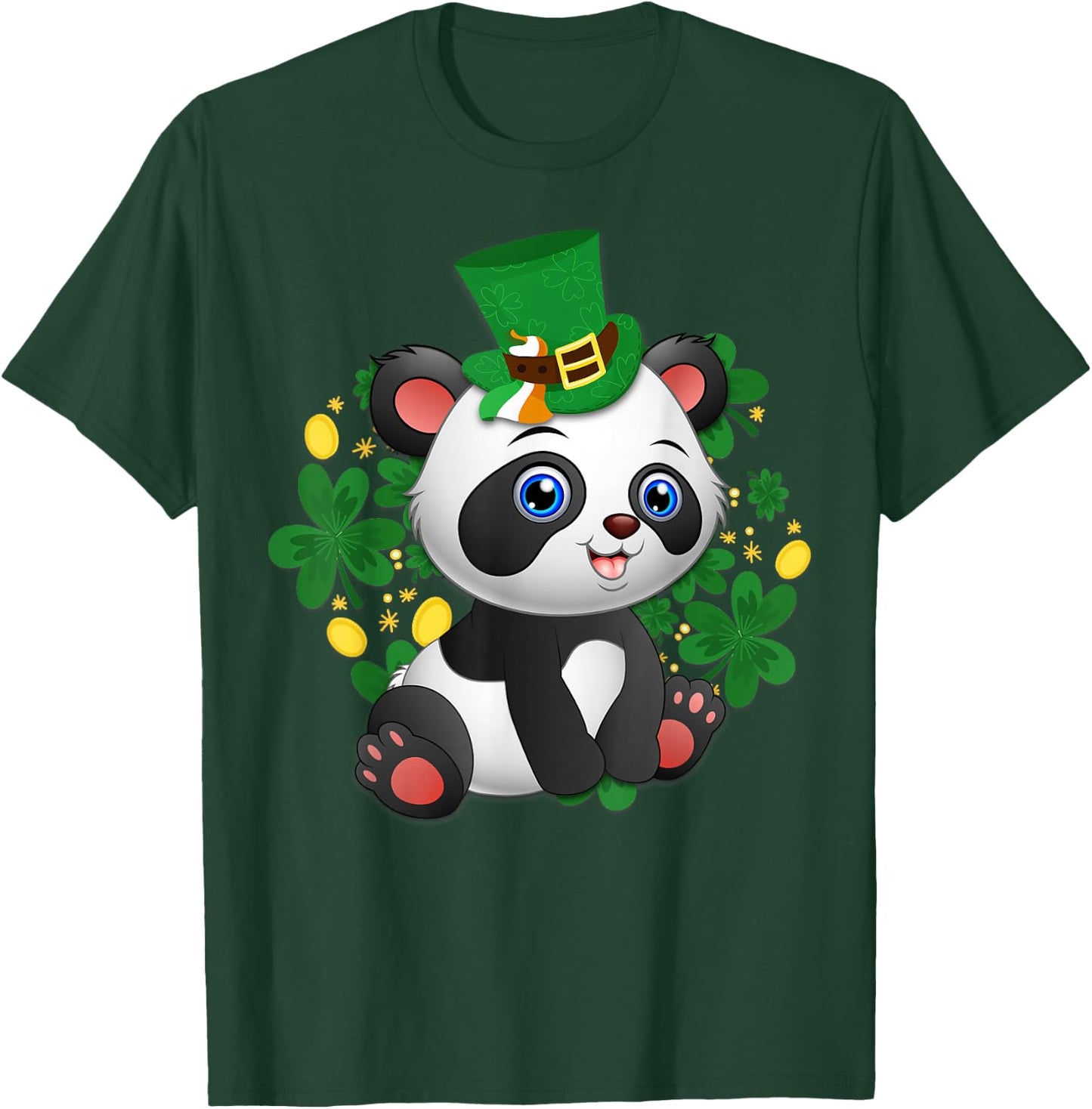 St Patricks Day Panda T Shirt Cute Bear Lover Gift T-Shirt - T-Shirt | Forest