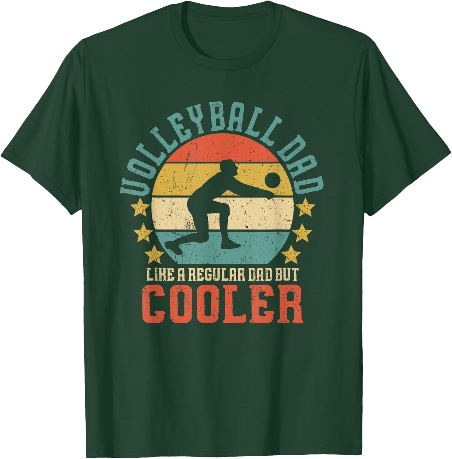Volleyball Dad Vintage Volleyball Player Father's Day Gift T-Shirt - T-Shirt | Forest