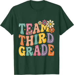 Team Third Grade Groovy 3rd Grade Back to School Teacher T-Shirt - T-Shirt | Forest