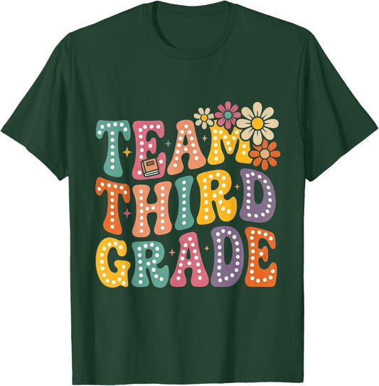 Team Third Grade Groovy 3rd Grade Back to School Teacher T-Shirt - T-Shirt | Forest
