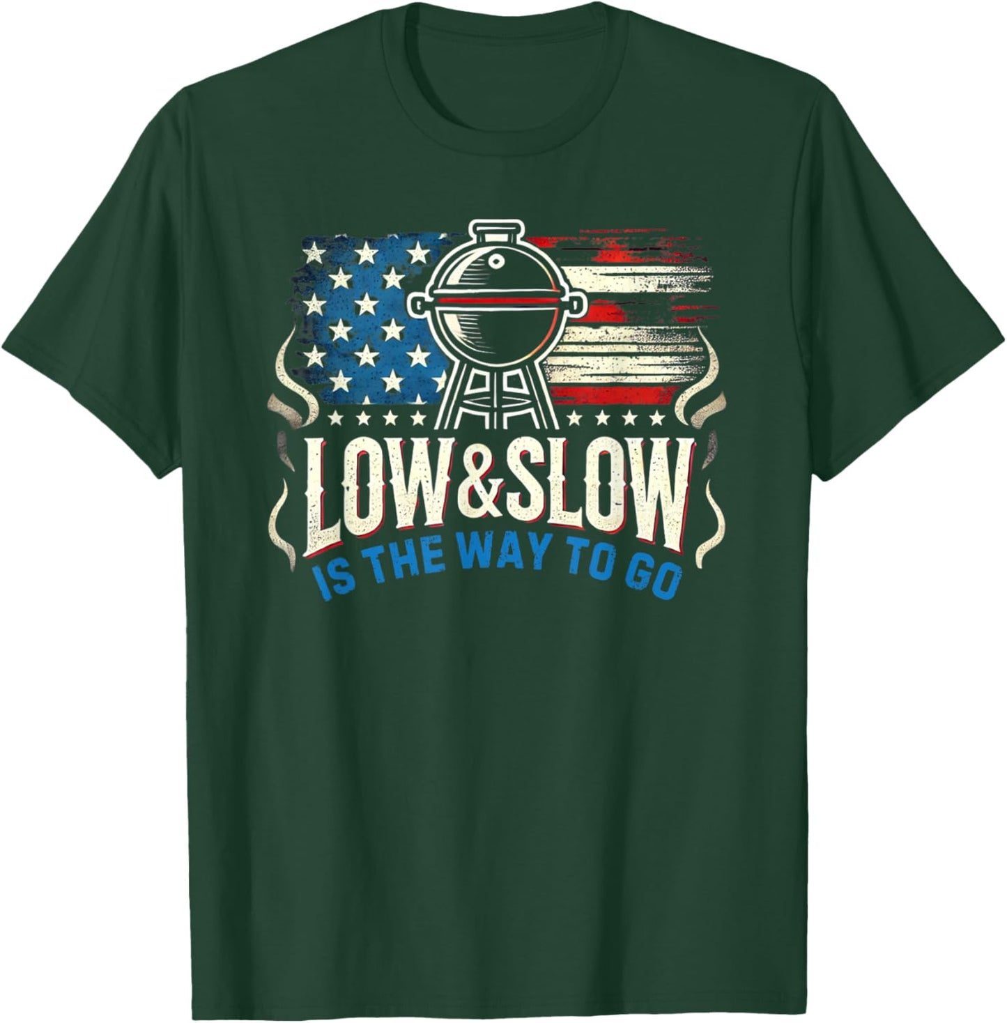 Patriotic BBQ Smoker Meat Smoking USA Grilling Barbecue T-Shirt - T-Shirt | Forest