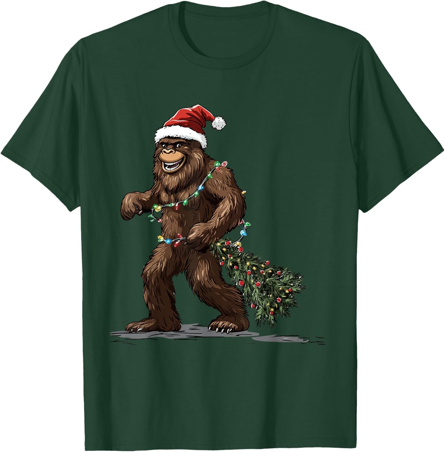 Vintage Bigfoot Sasquatch Christmas T-Shirt - T-Shirt | Forest