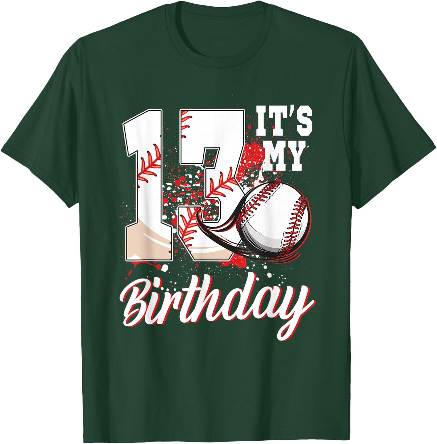 It's My 13th Birthday Boy Baseball Theme 13 Year Old T-Shirt - T-Shirt | Forest
