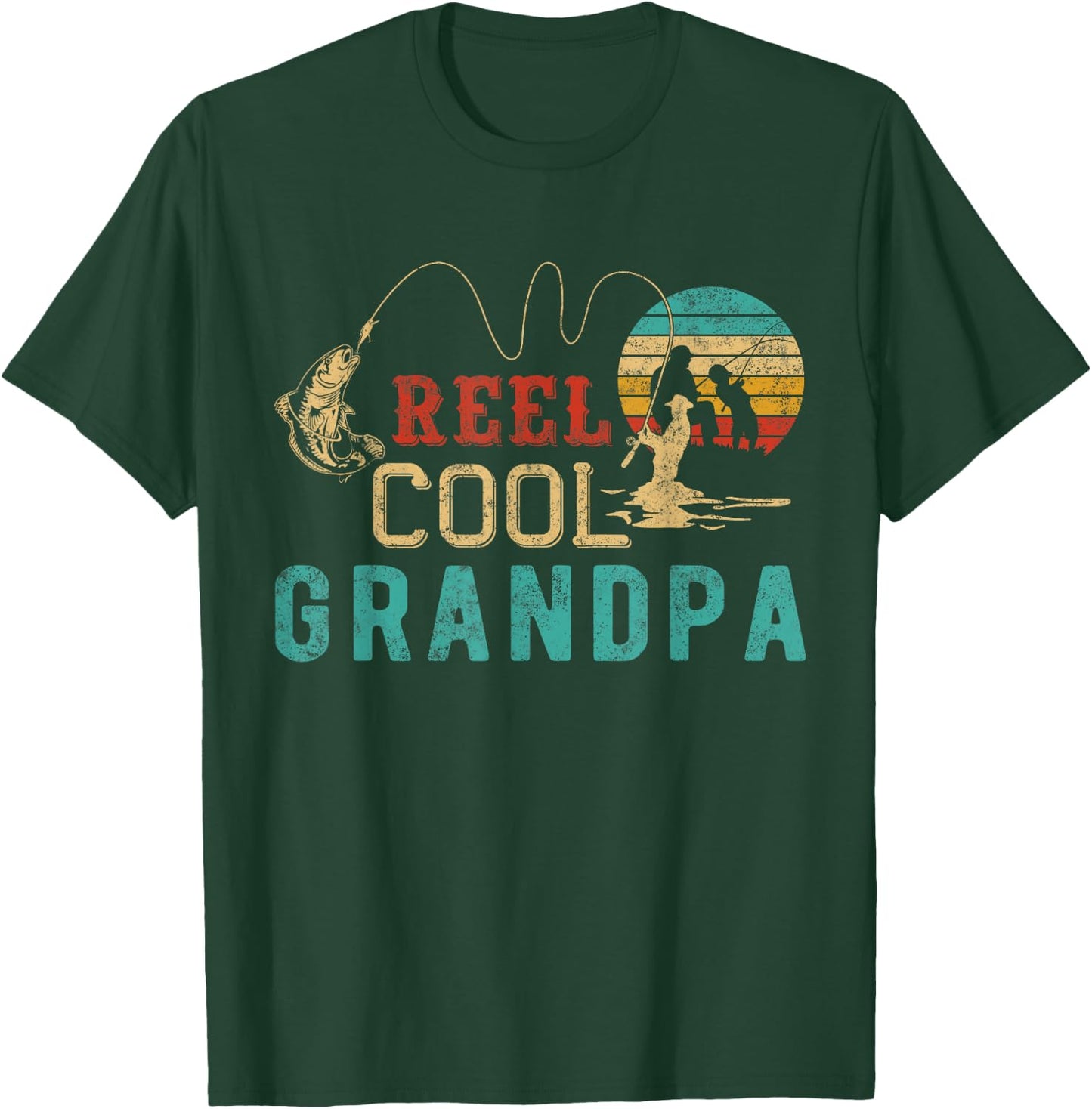 Grandpa shirt Vintage Reel cool Grandpa Fish fishing T-Shirt - T-Shirt | Forest