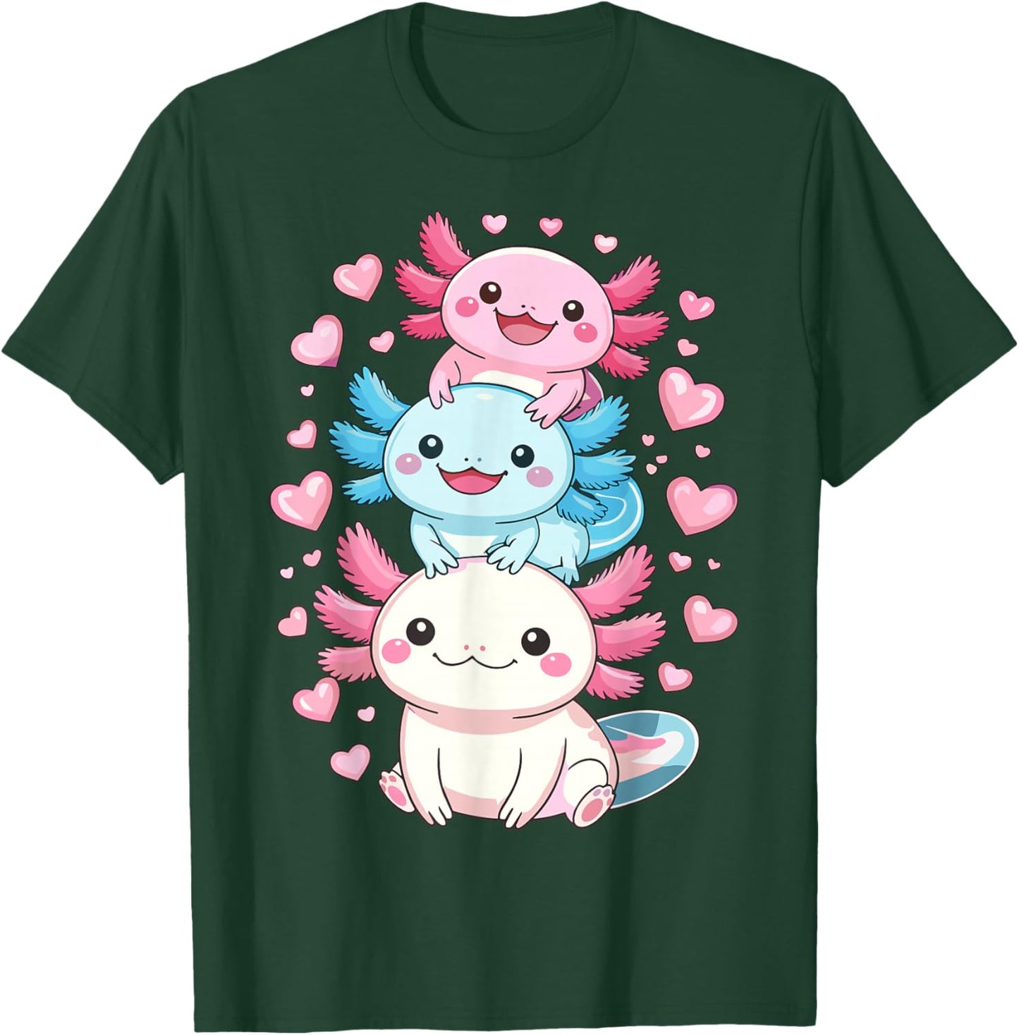 Axolotls Kawaii Anime Cute Axolotl T-Shirt - T-Shirt | Forest