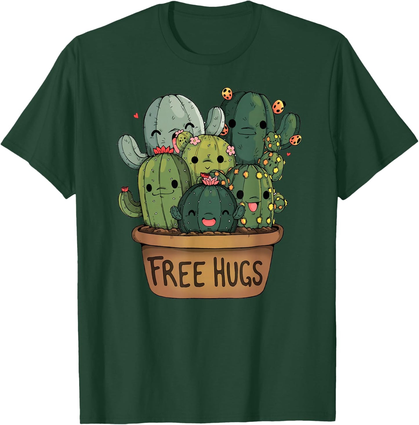 Free Cactus Hugs | Cute Funny Cactus Present Friendly T-Shirt - T-Shirt | Forest