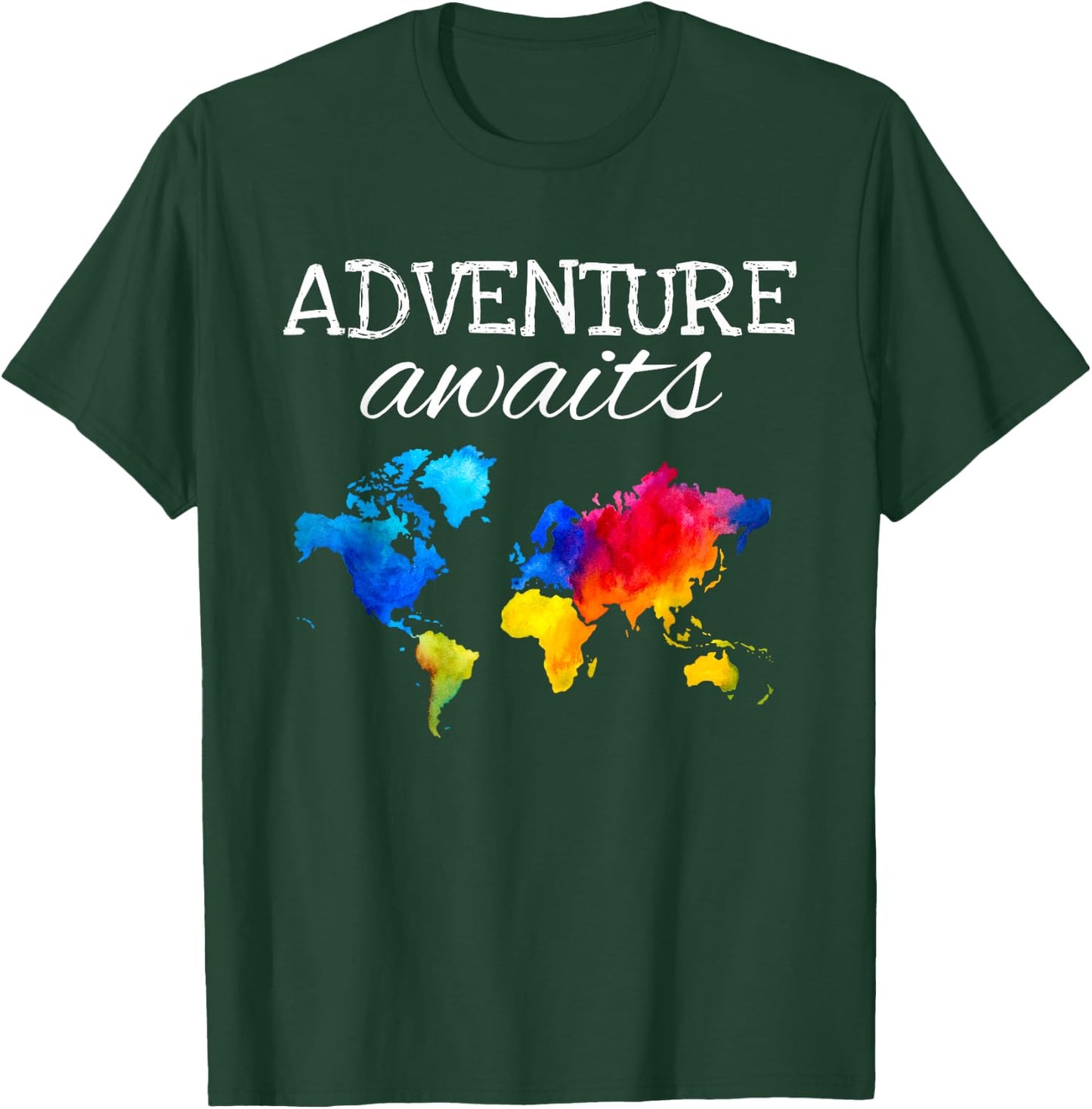 Travel Wanderlust World Map Adventure Traveler Gift T-Shirt - T-Shirt | Forest
