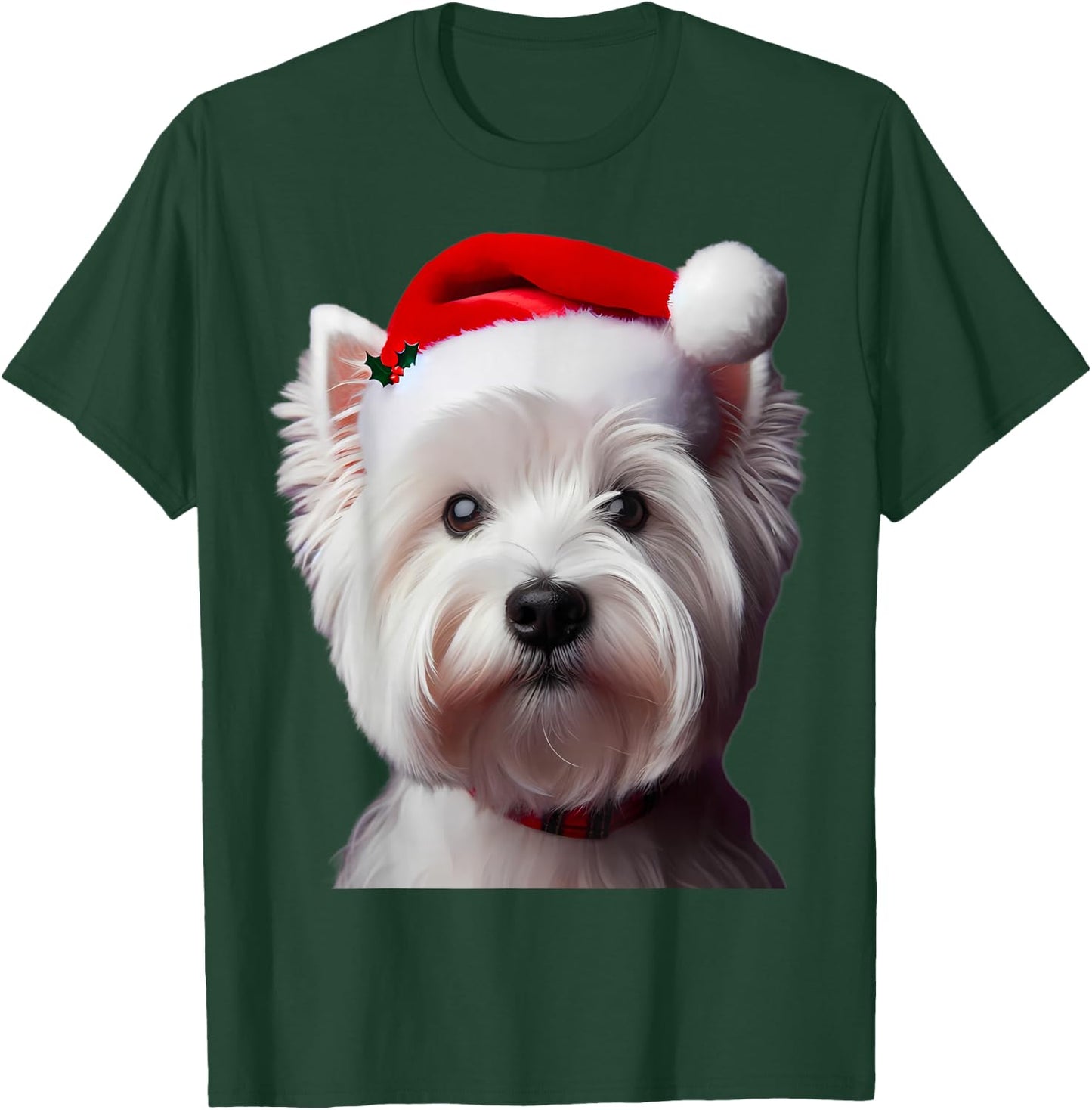 West Highland White Terrier With Santa Hat Christmas Dog Mom T-Shirt - T-Shirt | Forest