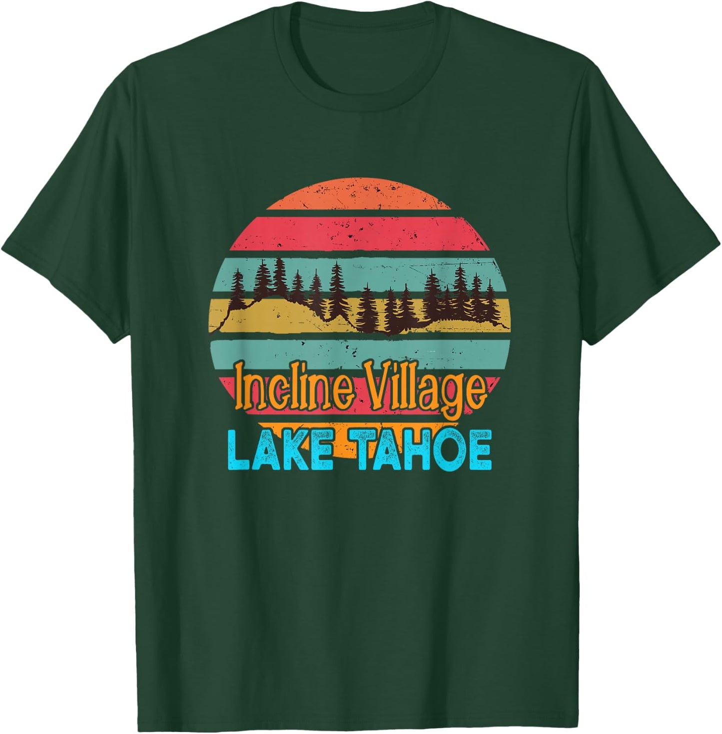Lake Tahoe Incline Village Retro Sunset T-Shirt - T-Shirt | Forest