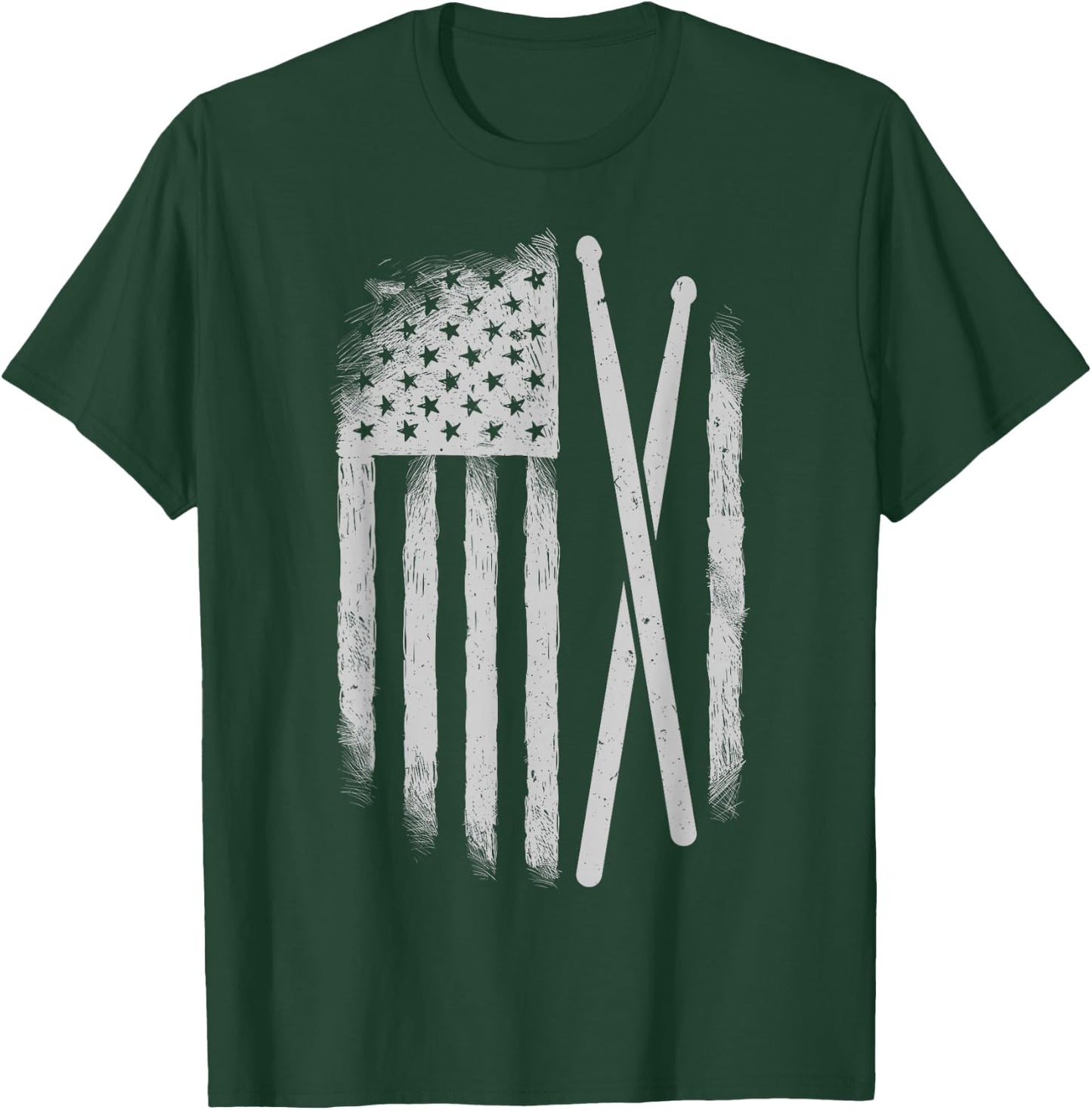 American Flag Drumsticks USA Drummers Vintage Drum Sticks T-Shirt - T-Shirt | Forest