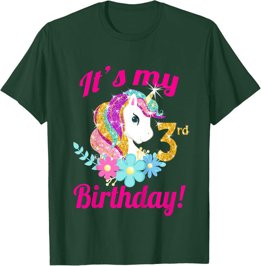 Its my 3rd birthday Unicorn Themed Party toddler girl outfit T-Shirt - T-Shirt | Forest