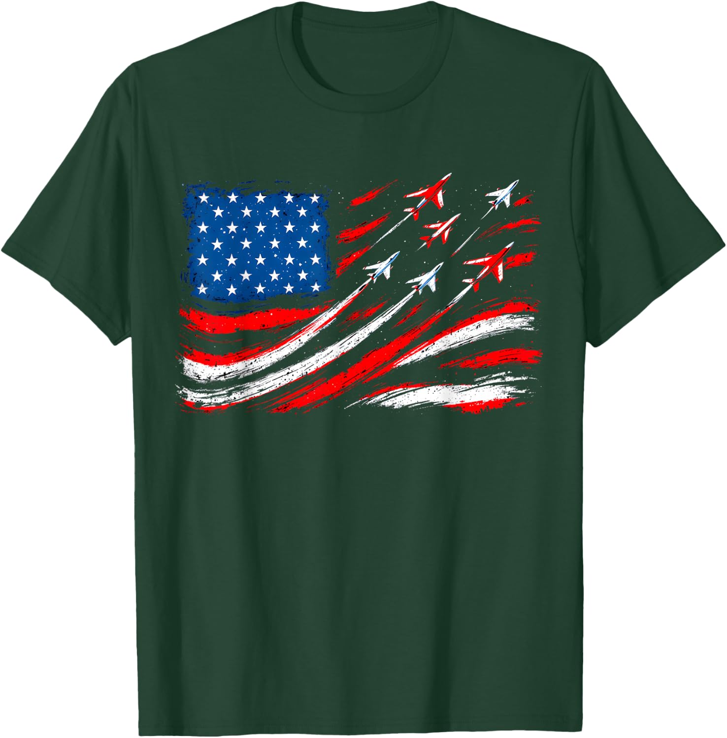 Patriotic American Flag Aviation Pride Airplanes T-Shirt - T-Shirt | Forest