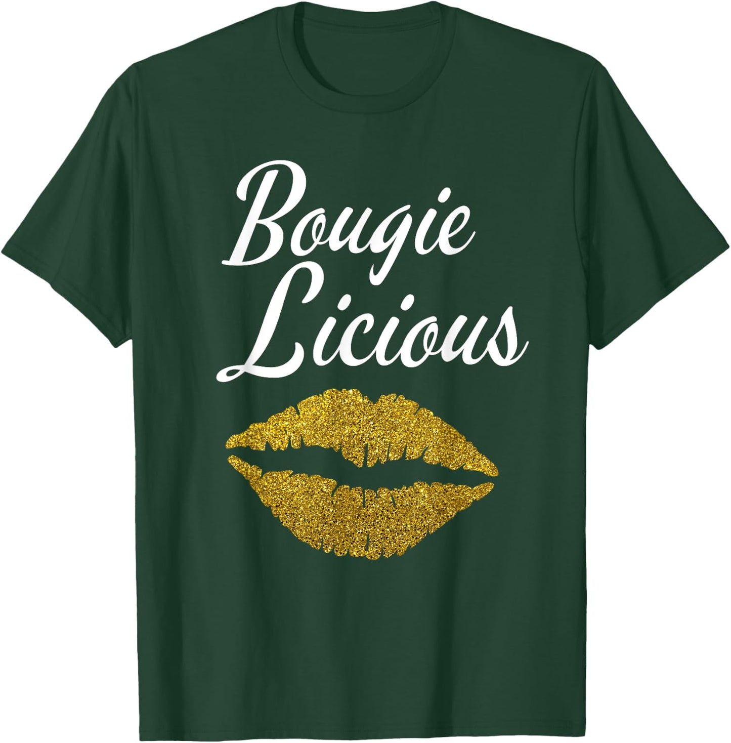 Funny Bougie Licious Afro black Queen gold lips new T-Shirt - T-Shirt | Forest
