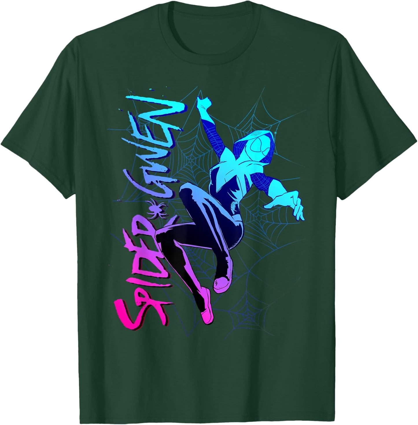 Marvel Spider-Gwen Neon Gradient Web Graphic T-Shirt - T-Shirt | Forest